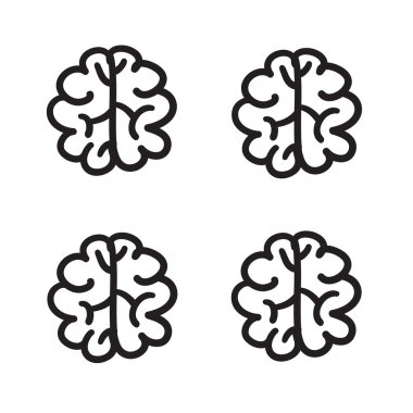 Elle çizilmiş beyin set vektör simge tasarlamak