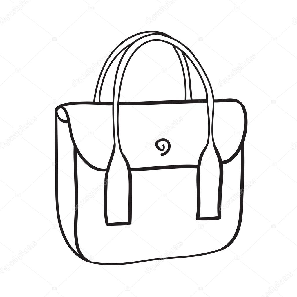 Woman handbag hand drawn vector fashion illustration