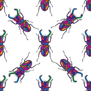 Böcek Dikişsiz desen vektör elle çizilmiş