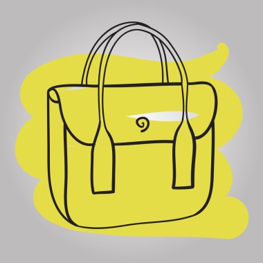 Vektör moda illüstrasyon kadın el çantası el çekilmiş