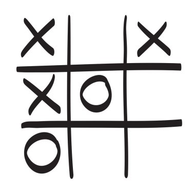 Tic tac toe vektör karalama simge simge tasarlamak el çekilmiş