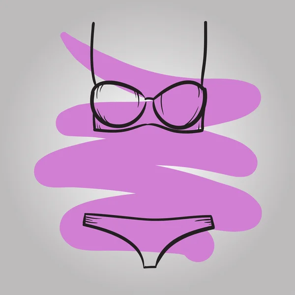 Žena plavání oblek ženské plavky nakreslena vecto — Stockový vektor