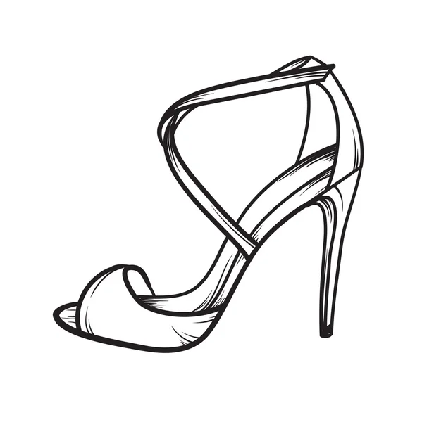 Mulher sapatos saltos de verão elegante mão vetor desenhado — Vetor de Stock