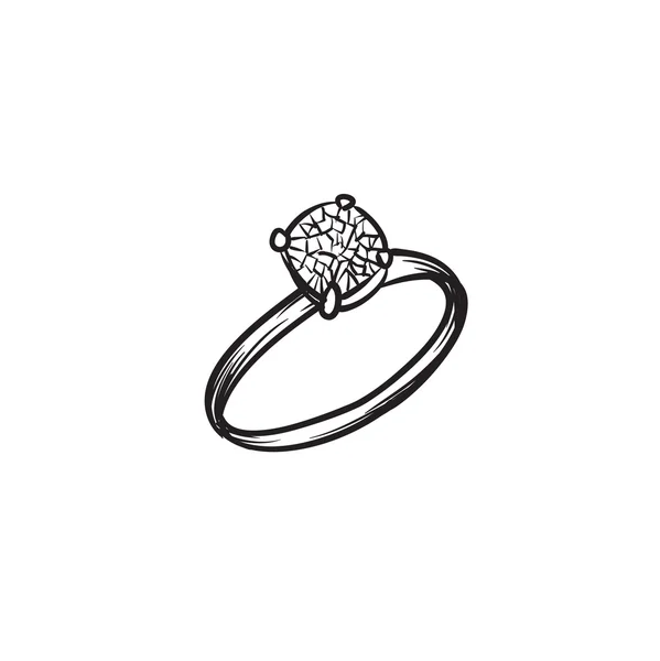 Diamond ring vectorillustratie hand getrokken — Stockvector