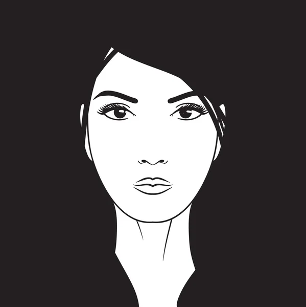 Hermosa mujer vector retrato dibujado a mano ilustración — Archivo Imágenes Vectoriales