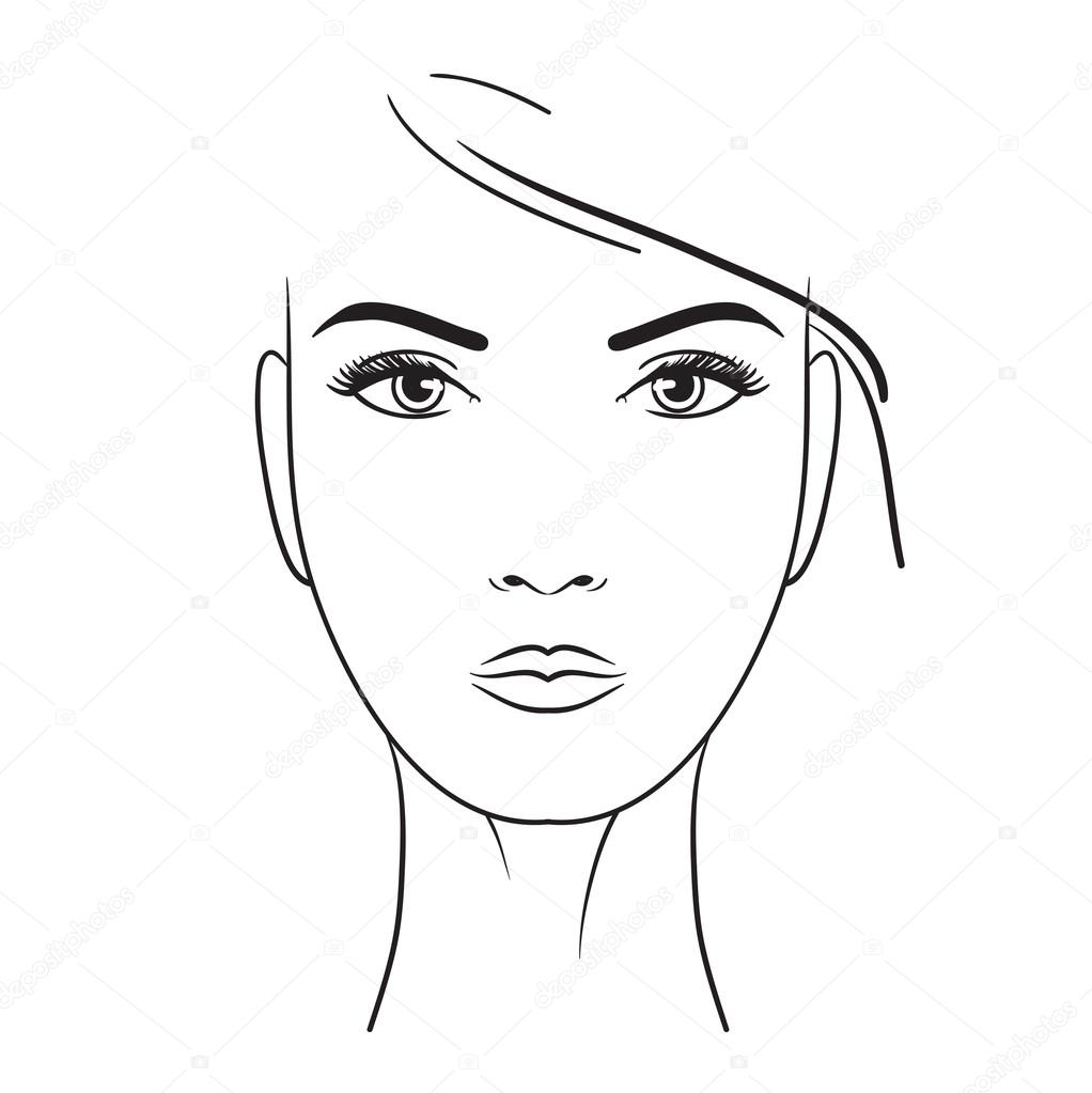 Beautiful woman vector portrait hand drawn illustration 