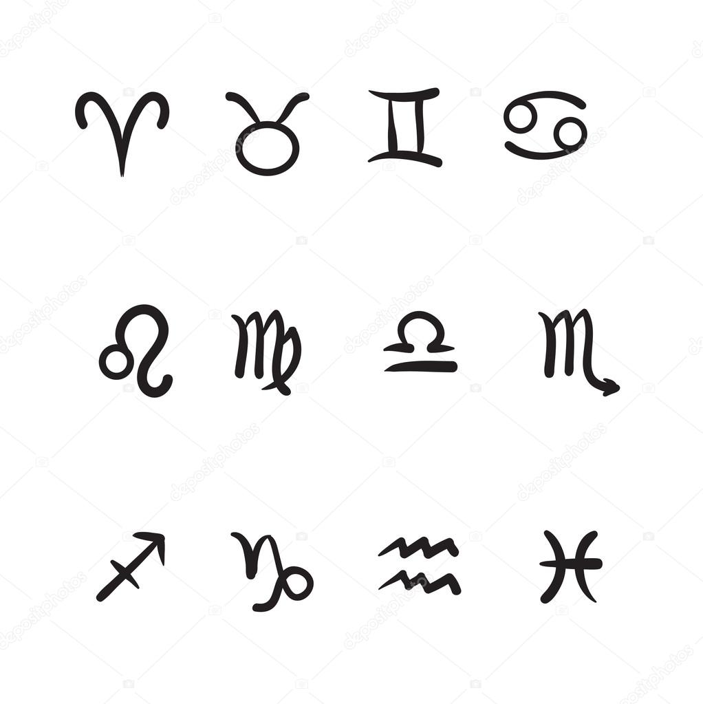 Horoscope signs hand drawn vector icon symbol illustration