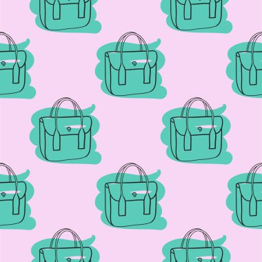 Çanta seamless modeli pembe el çizmek