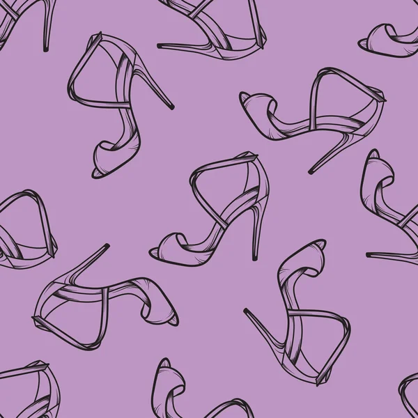 Femmes chaussures sans couture motif vecteur main dessiner — Image vectorielle