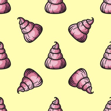 Beze seamless modeli tatlı pasta vektör elle çizilmiş illustrat
