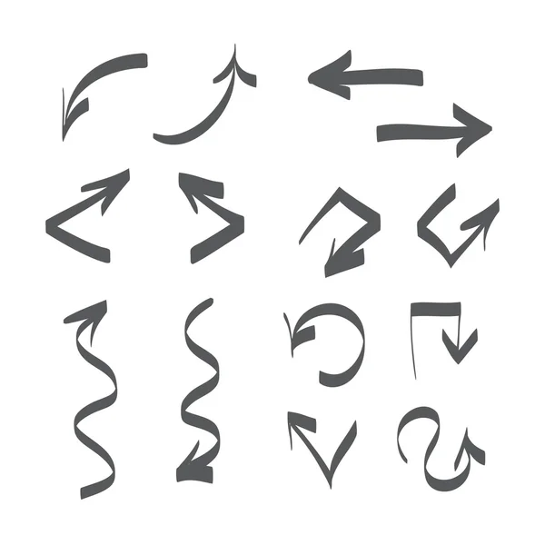 Ruky nakreslené šipky vektor nastavit ikonu illustratio — Stockový vektor