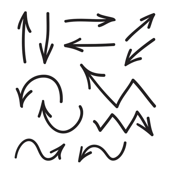 Flechas vector dibujado a mano conjunto iconos ilustratio — Vector de stock