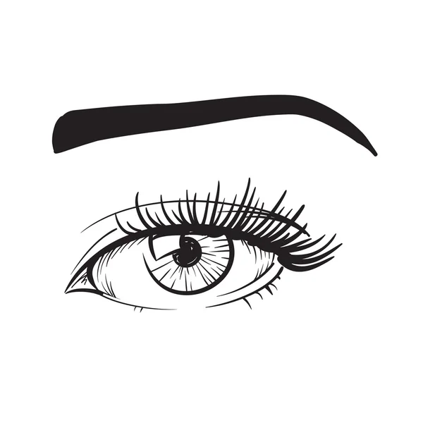 Mujer ojos vector ilustración mano dibujado negro líneas en blanco i — Vector de stock