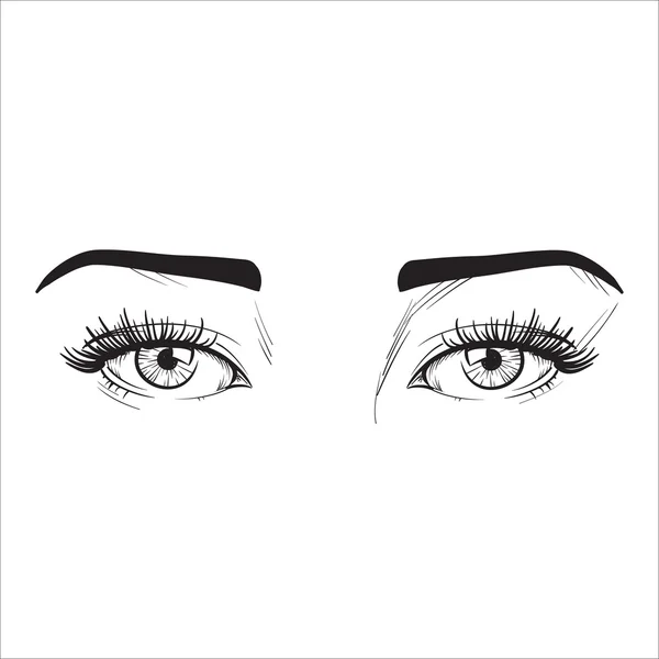 Mujer ojos vector ilustración mano dibujado negro líneas en blanco i — Archivo Imágenes Vectoriales