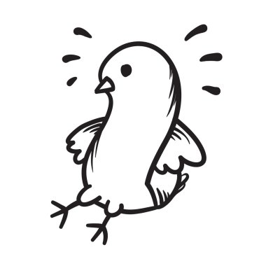 Kuş vektör elle çizilmiş resimde siyah çizgiler whit