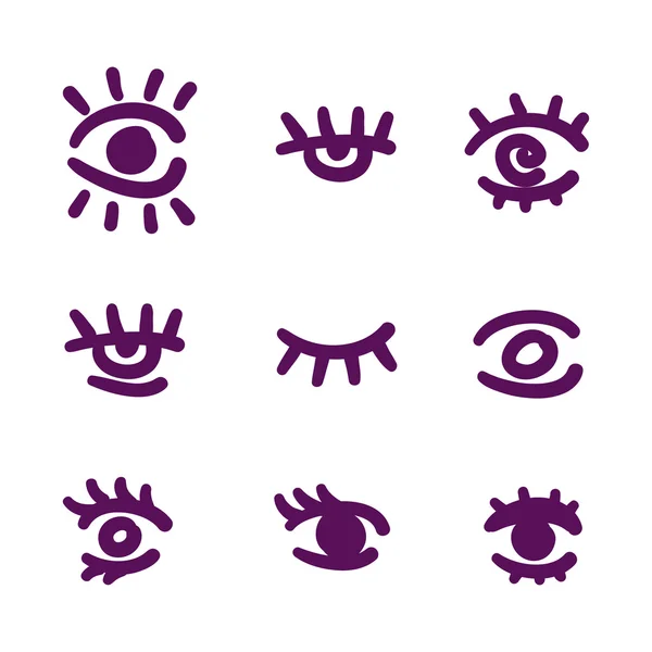 Vektör çizim siyah ve beyaz elle çizilmiş gözleri ayarla