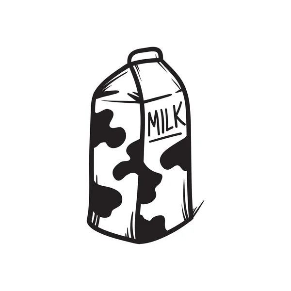 牛乳パックのベクトルの手描きイラスト。黒い線落書きアイコン — ストックベクタ