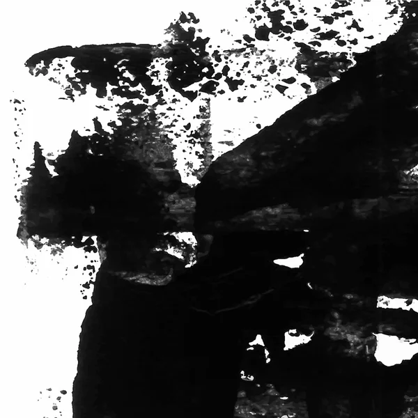 Vecteur abstrait fond texture coup de pinceau peint à la main avec de la peinture acrylique, noir sur blanc — Image vectorielle