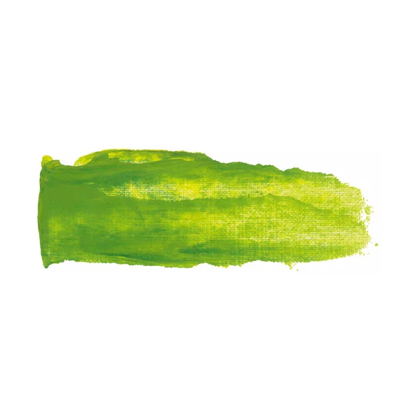 Gele en groene kleur verf smeren vector penseel slag. Vernis spatlijn. Abstracte vorm acrylolieverf — Stockvector