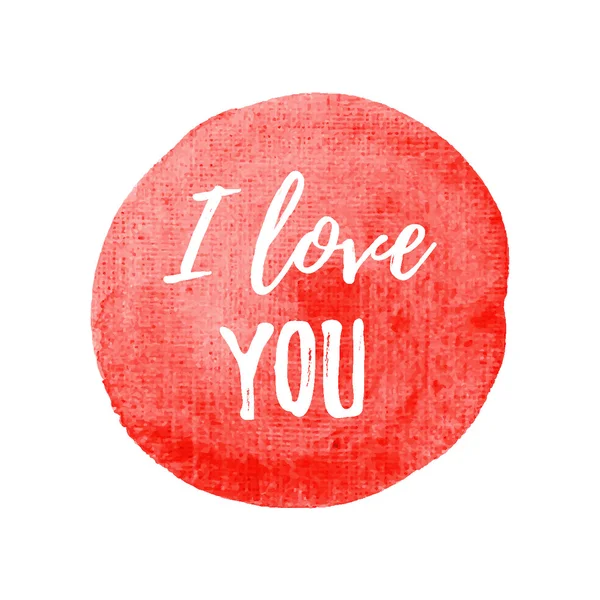 I love You vettore a mano disegnato rosso acquerello sfondo illust — Vettoriale Stock