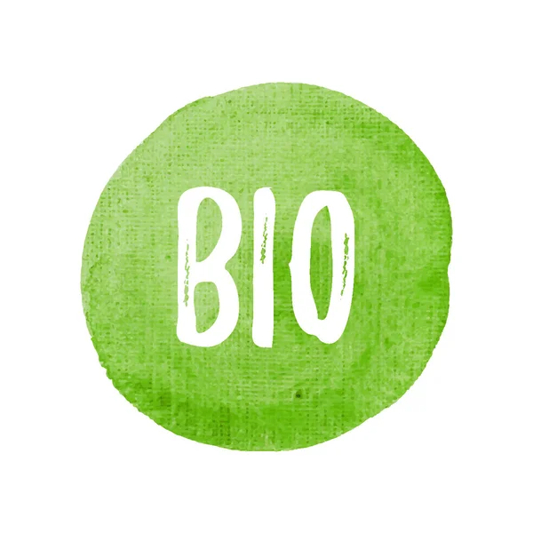 Bio vector en mano dibujado verde acuarela fondo ilustración — Archivo Imágenes Vectoriales