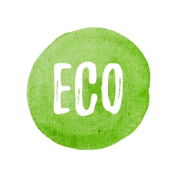 Eco vector en la mano dibujado acuarela fondo verde ilustración — Vector de stock