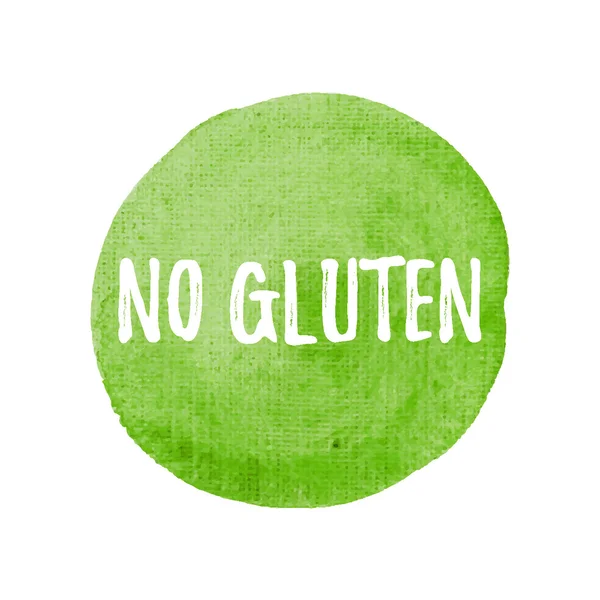 Sin tarjeta de gluten, póster, logotipo, escrito en color verde acuarela backgr — Vector de stock