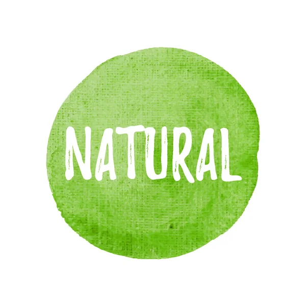 Tarjeta natural, póster, logotipo, escrito en el fondo verde acuarela — Vector de stock