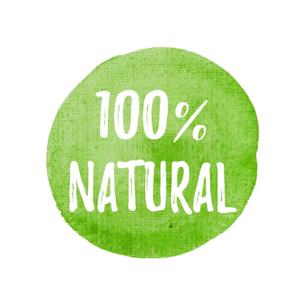 Tarjeta natural, póster, logotipo, escrito en el fondo verde acuarela — Vector de stock