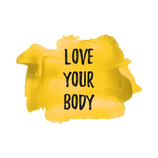 Love Your Body logo, tarjeta, póster, texto, escrito en gritos pintados — Vector de stock