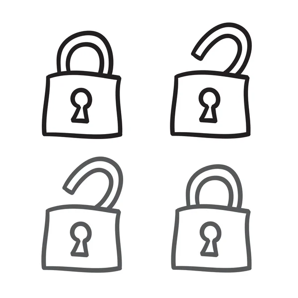 Locks icon set vector line doodle symbols — Stock Vector