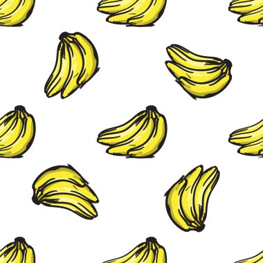 Vektör muz dikişsiz desen. Modern doku. Sonsuz soyut el çizilmiş arka planı yineleme