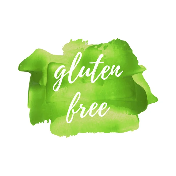Palabra de vector de comida libre de gluten, texto, icono, símbolo, cartel, logotipo en ilustración de fondo de pintura verde dibujado a mano. — Vector de stock