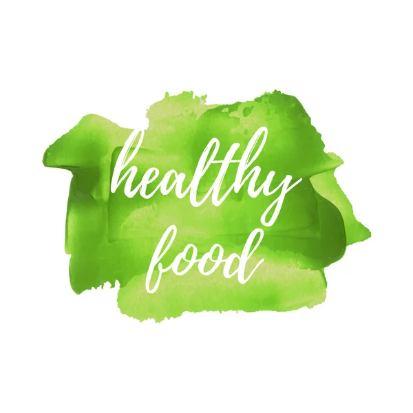 Eco Fresh Organic Green Food vecteur mot, texte, icône, symbole, affiche, logo sur la peinture verte dessinée à la main illustration de fond — Image vectorielle