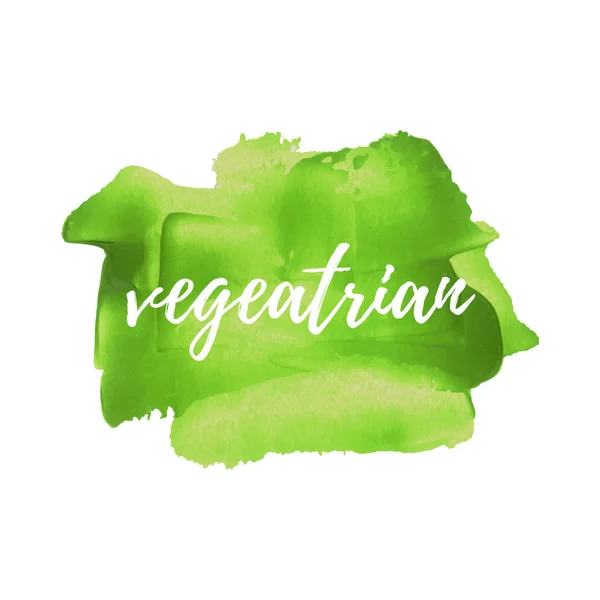 Eco Fresh Organic Green Palabra de vector de alimentos, texto, icono, símbolo, cartel, logotipo en la mano dibujado verde pintura fondo ilustración — Archivo Imágenes Vectoriales