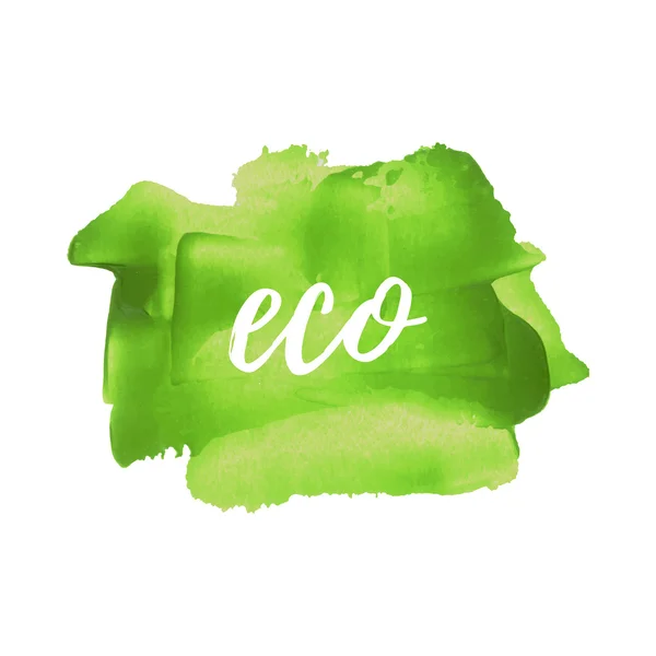 Eco Fresh Organic Green Food parola vettoriale, testo, icona, simbolo, poster, logo a mano disegnato vernice verde sfondo illustrazione — Vettoriale Stock