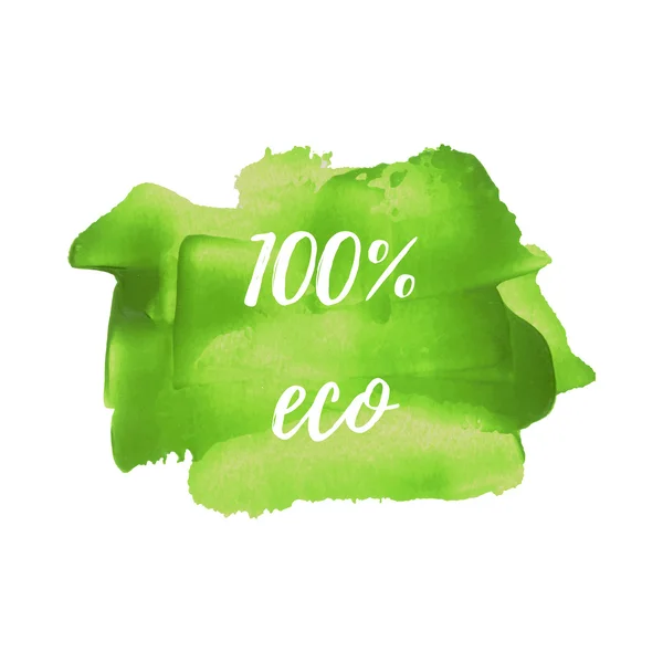 Eko taze organik yeşil gıda vektör word, metin, simge, sembol, poster, elle çizilmiş yeşil boya arka plan illüstrasyon logosuna — Stok Vektör