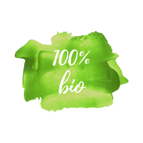 Eco frische organische grüne Lebensmittel Vektor Wort, Text, Symbol, Symbol, Poster, Logo auf Hand gezeichnet grüne Farbe Hintergrund Illustration — Stockvektor