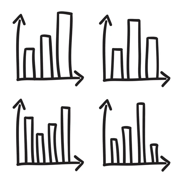 Στατιστικά διαγράμματα σύστημα συντεταγμένων μπαρ doodle γραφικά γράφημα διάνυσμα εικονίδιο χέρι που εικονογράφηση μαύρες γραμμές. — Διανυσματικό Αρχείο