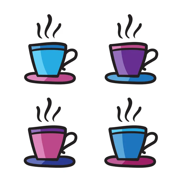 Copos de café conjunto ícone conjunto vetor linha doodle símbolos . —  Vetores de Stock