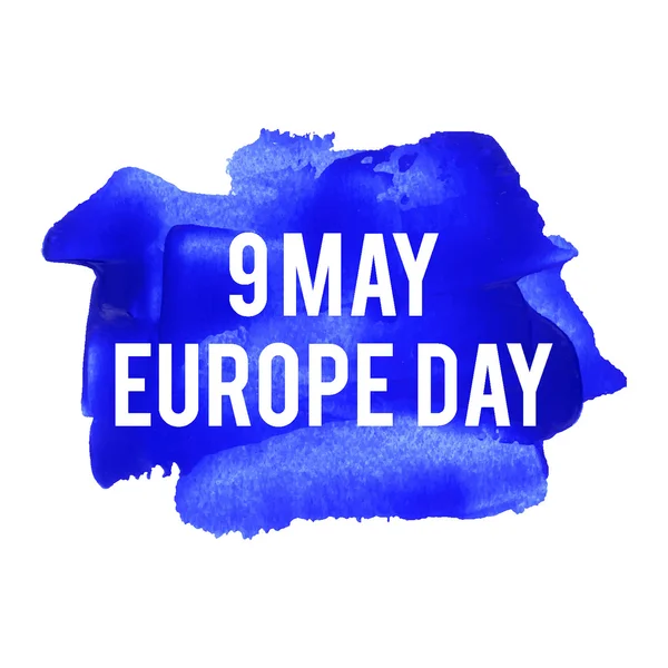 9 Mayo Día de Europa día de fiesta, celebración, tarjeta, cartel, logotipo, palabras, texto escrito en azul pintado fondo vector ilustración . — Archivo Imágenes Vectoriales