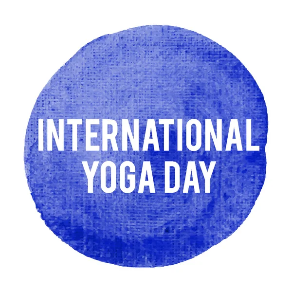 Día Internacional del Yoga Vacaciones, celebración, tarjeta, póster, logotipo, letras, palabras, texto escrito sobre fondo pintado vector ilustratio — Archivo Imágenes Vectoriales
