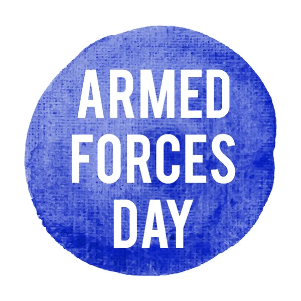 Día de las Fuerzas Armadas Fiesta, celebración, tarjeta, cartel, logotipo, letras, palabras, texto escrito en azul pintado ilustración vector de fondo — Vector de stock