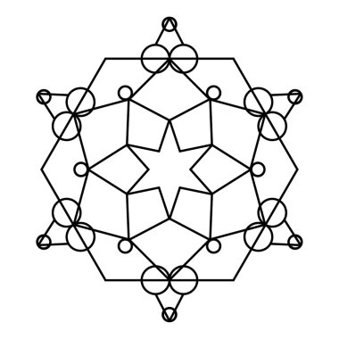 Kutsal geometri vektör sanat beyaz siyah çizgiler