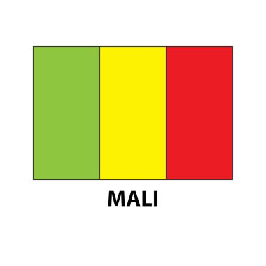Mali bayrağı simge vektör. Mali bayrağı. Mavi, sarı, kırmızı bayrak desi