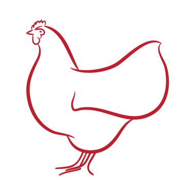 Hen siluetkırmızı ve beyaz vektör illüstrasyon