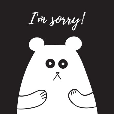 I 'm Sorry yazı, tatlı oyuncak ayı, t-shirt tasarım kartıyla,