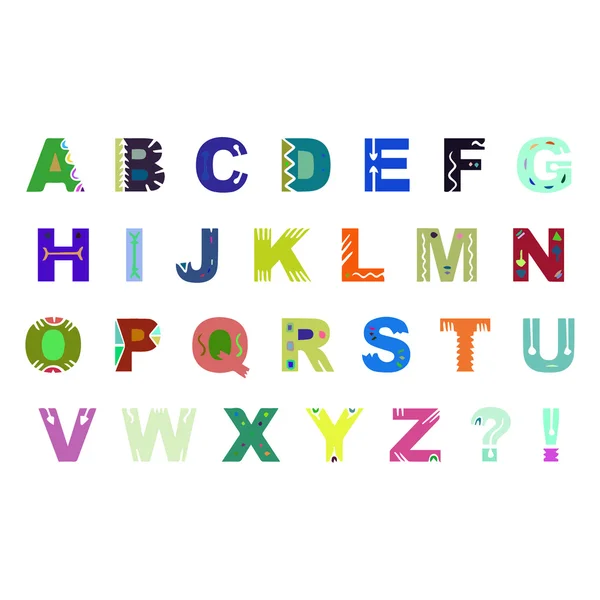 Colorido vector de alfabeto dibujado a mano aislado sobre fondo blanco — Archivo Imágenes Vectoriales