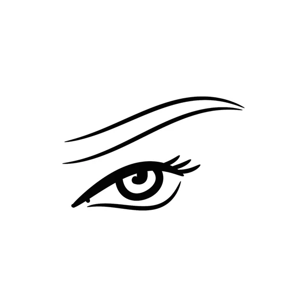 Illustrazione simbolo occhio femminile bianco e nero . — Vettoriale Stock