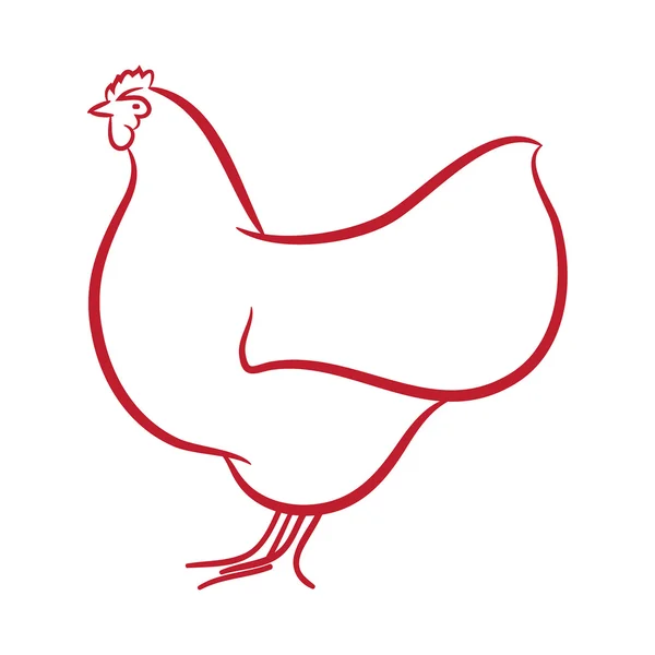 Hen silhouette red and white vector illustration — Stock Vector